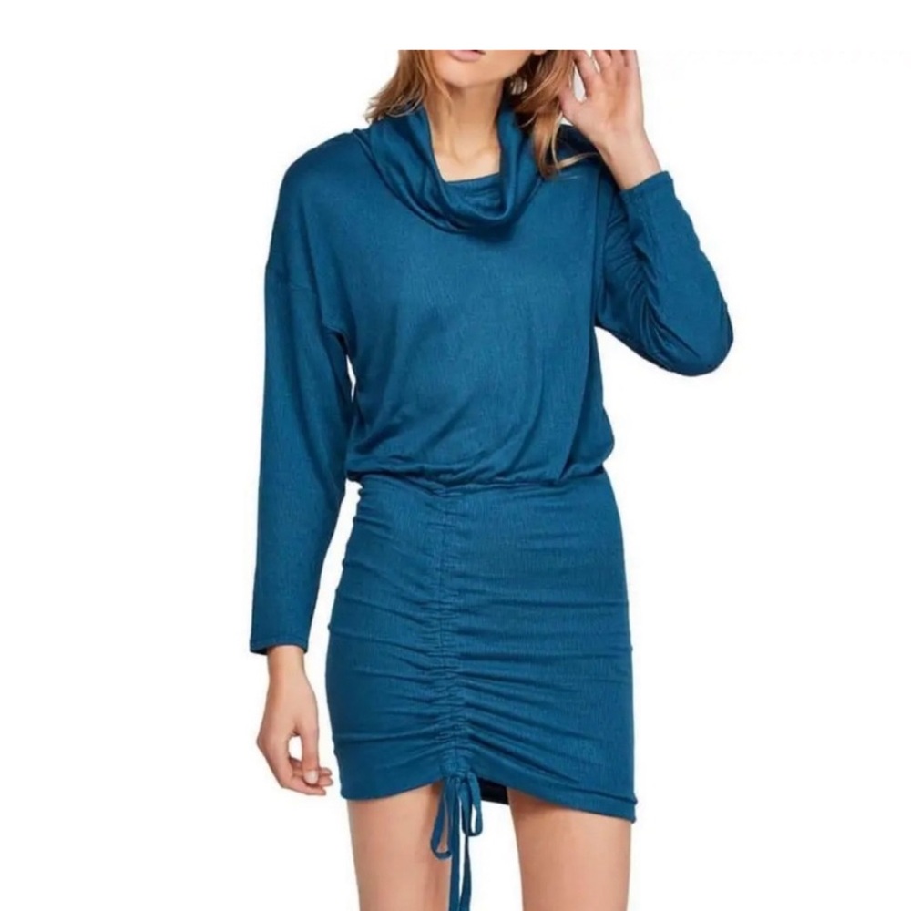 Free people Sundown Cowl Neck Ruched Mini Dress M